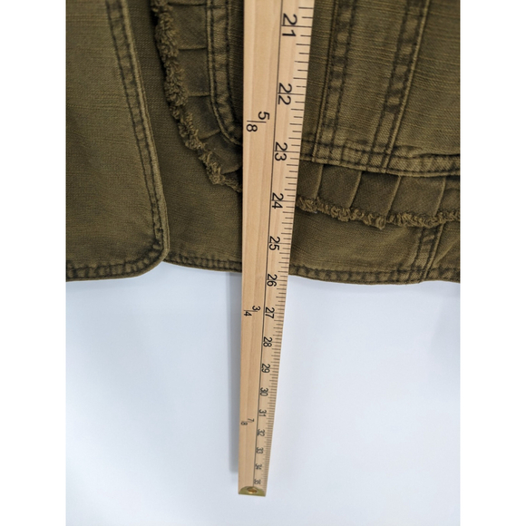 Anthropologie Jacket Womens Small Green Military‎ Utility Coat Canvas Ruffle Y2K - Picture 10 of 10